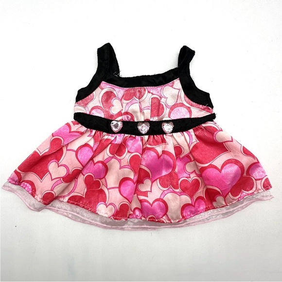 Build a Bear Heart Valentine’s Dress Pink Red Black Gem Teddy Clothes RARE HTF - Picture 1 of 5